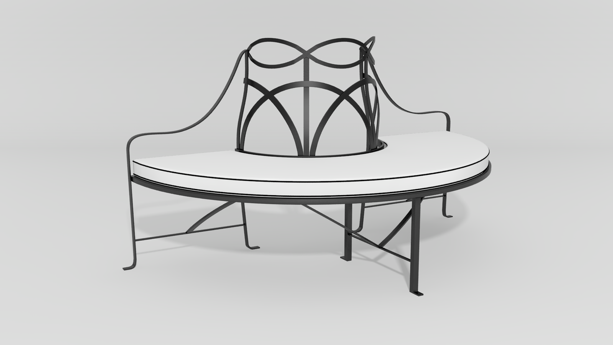 Regency Park Tree Bench, angle view, black finish