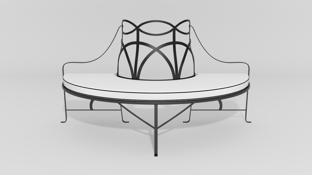 Regency Park Tree Bench, front view, black finish