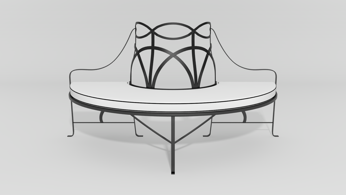 Regency Park Tree Bench, front view, black finish