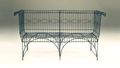 English Wire Garden Bench, front view, black finish