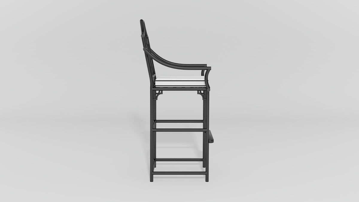 Chinese Chippendale Barstool with Arms