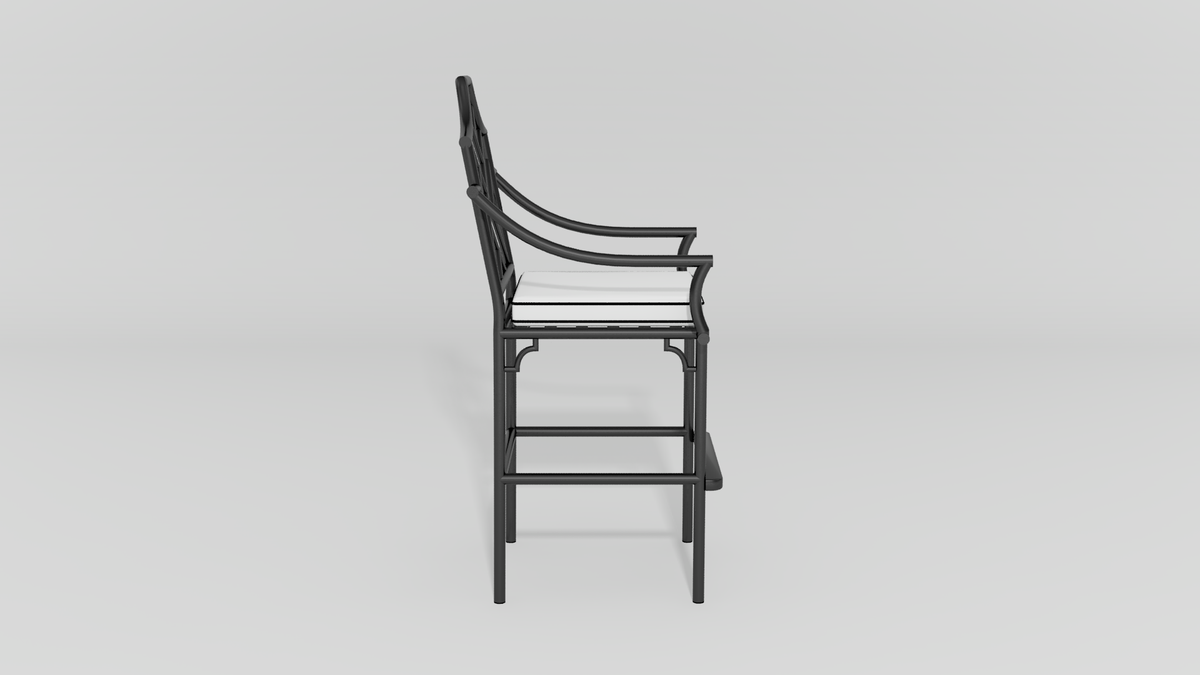 Chinese Chippendale Counter Stool with Arms