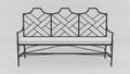 Chinese Chippendale Bench, front view, black finish