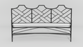 Chinese Chippendale Curved Bench, front view, black finish
