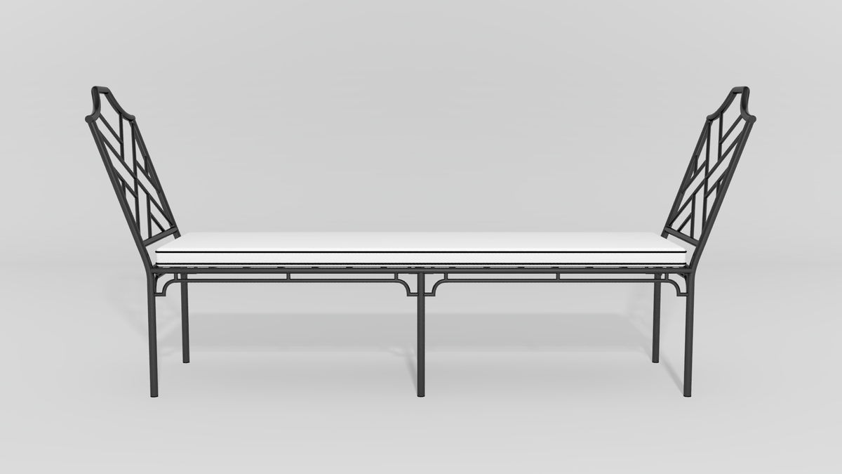 Chinese Chippendale Backless Bench, front view, black finish