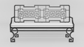 Greek Key Garden Bench, front view, black finish