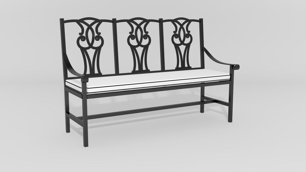 Yorkshire Garden Bench, angle view, black finish