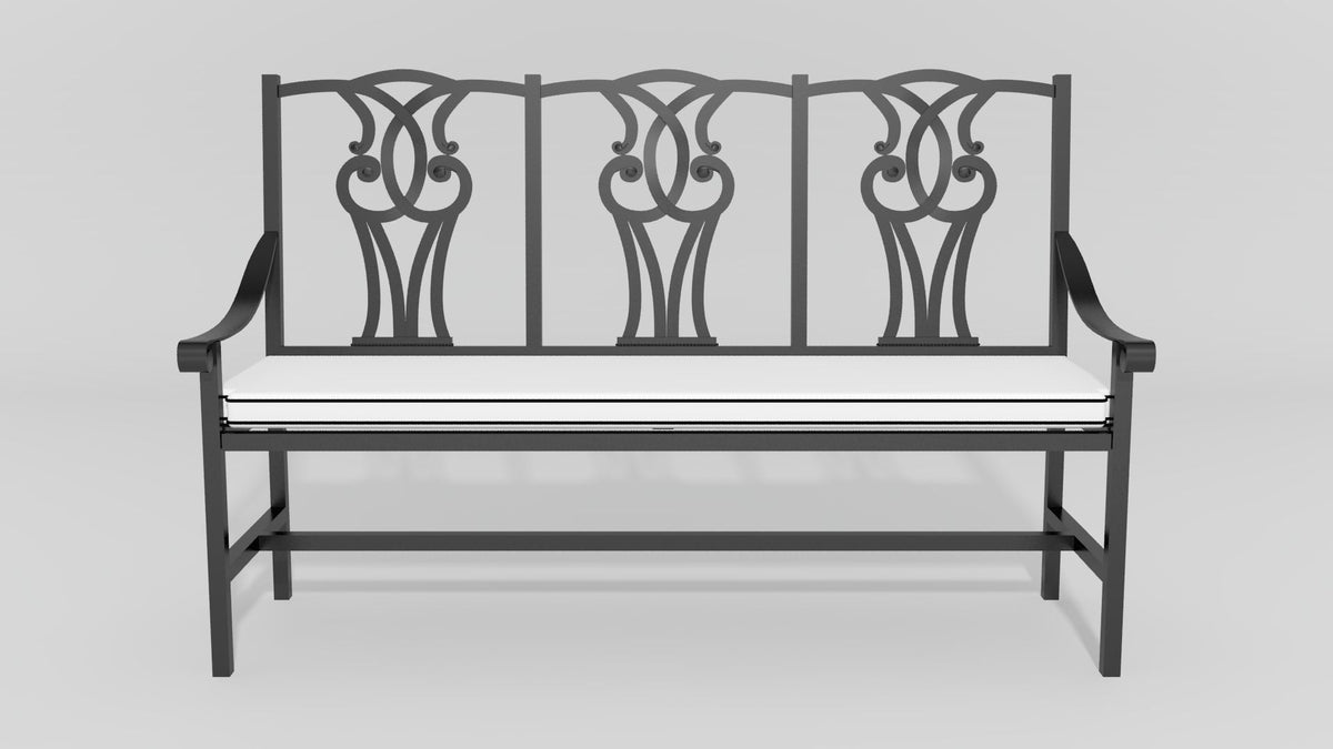 Yorkshire Garden Bench, front view, black finish