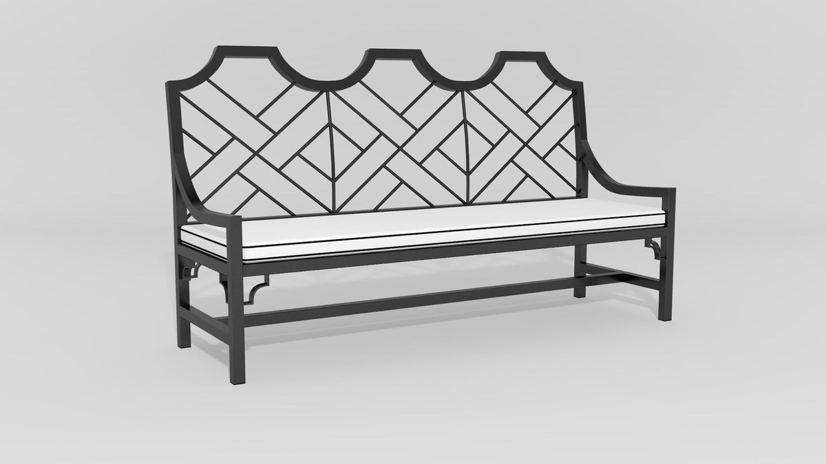 Manchester Chippendale Bench, angle view, black finish