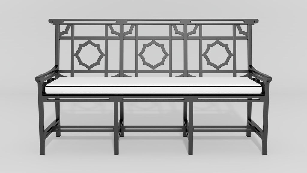 Mandarin Garden Bench, front view, black finish