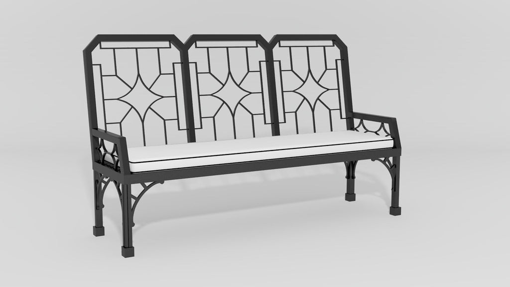 Cambridge Garden Bench, angle view, black finish