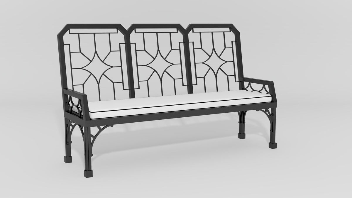 Cambridge Garden Bench, angle view, black finish