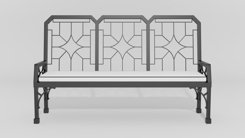 Cambridge Garden Bench, front view, black finish