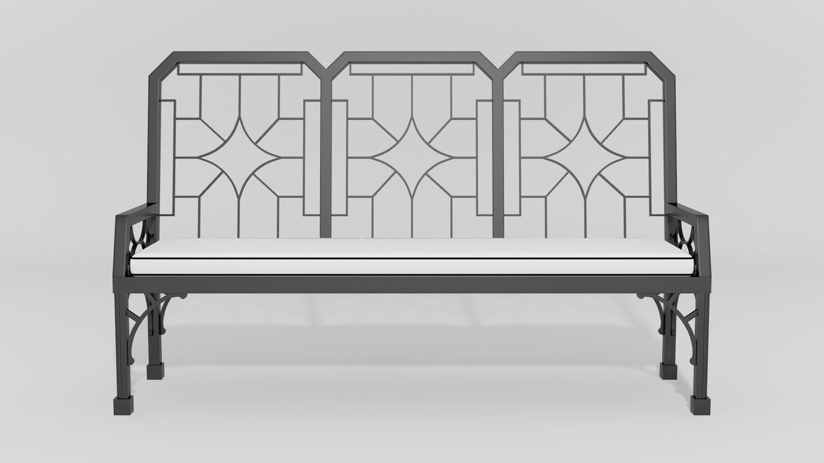 Cambridge Garden Bench, front view, black finish