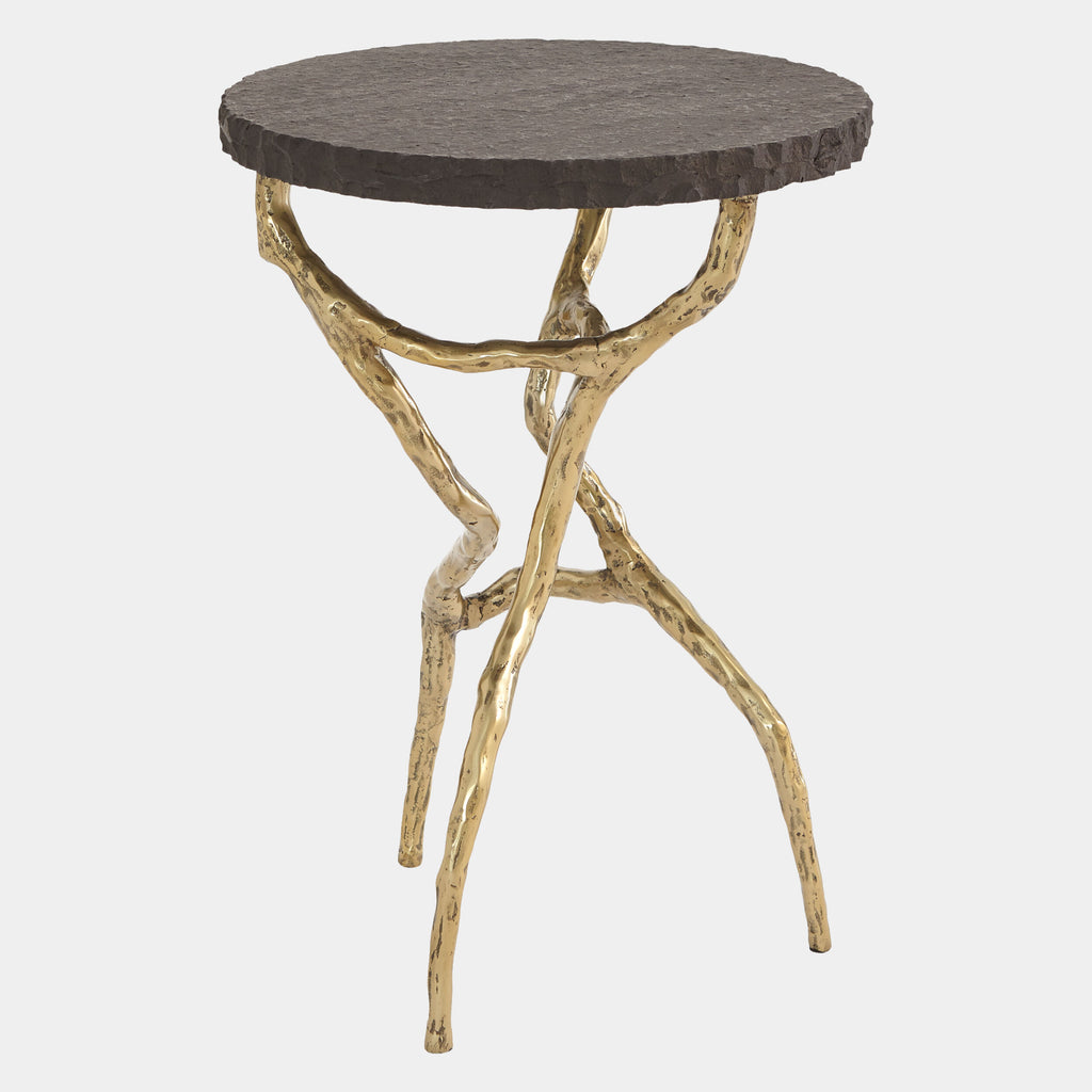 Root Table - Brass Finish & Black Marble
