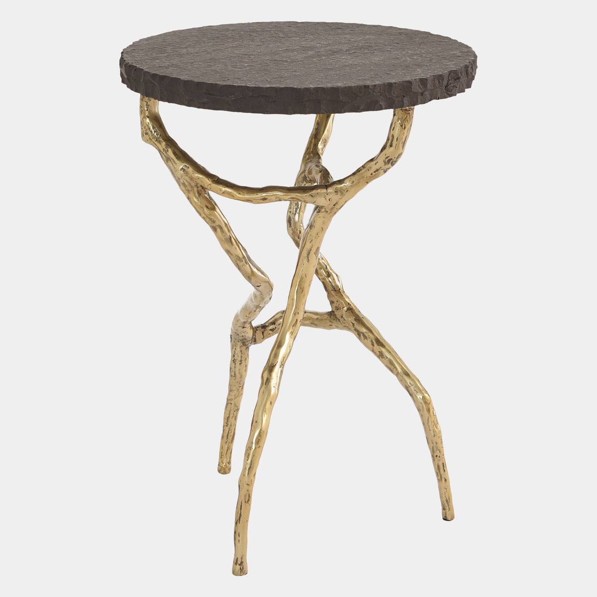 Root Table - Brass Finish & Black Marble