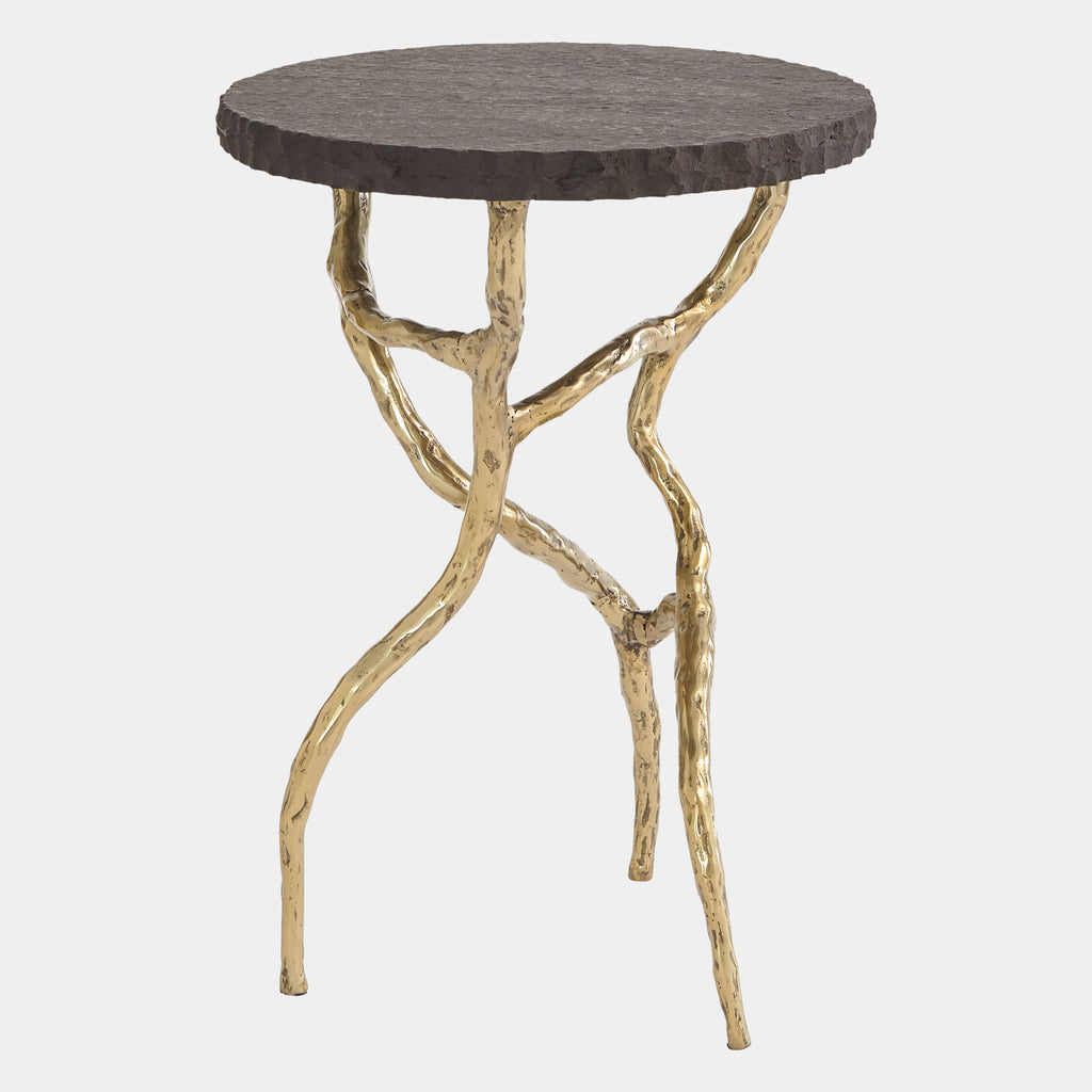 Root Table - Brass Finish & Black Marble