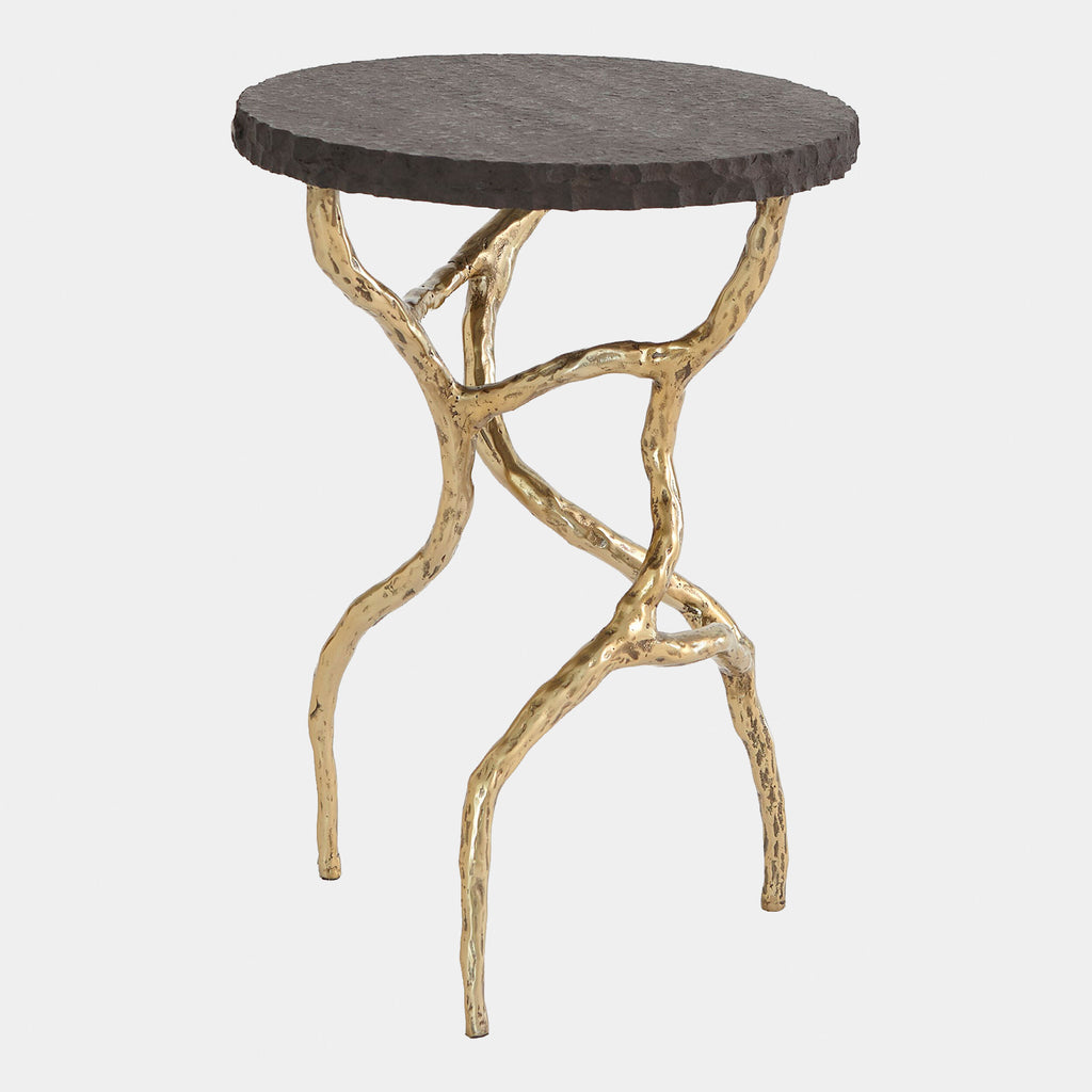 Root Table - Brass Finish & Black Marble