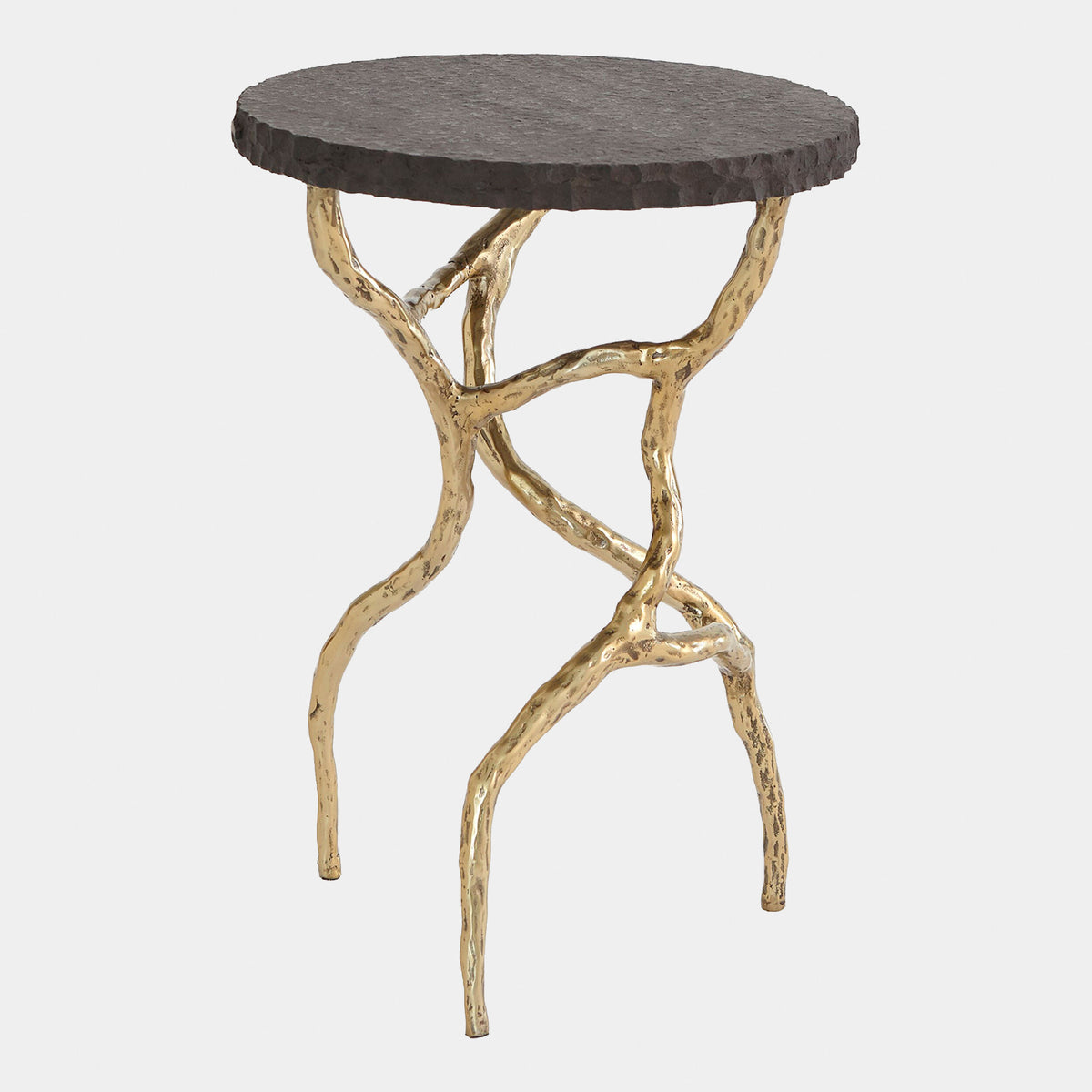 Root Table - Brass Finish & Black Marble