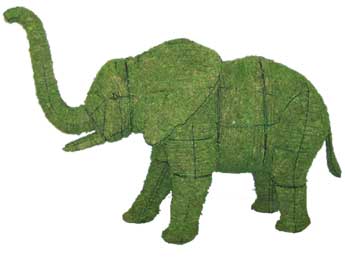 48 Inch Mossed Elephant Garden Topiary Frame