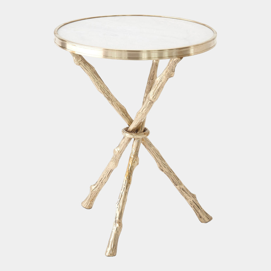 Twig Table - Brass & White Marble
