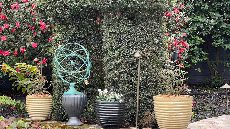 30" Natural Patina Armillary Sphere with Fluted Base (Limited Stock)