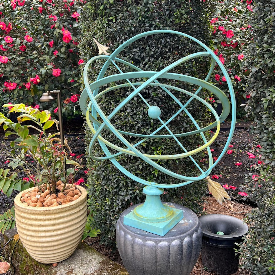 30" Natural Patina Armillary Sphere with Fluted Base (Limited Stock)