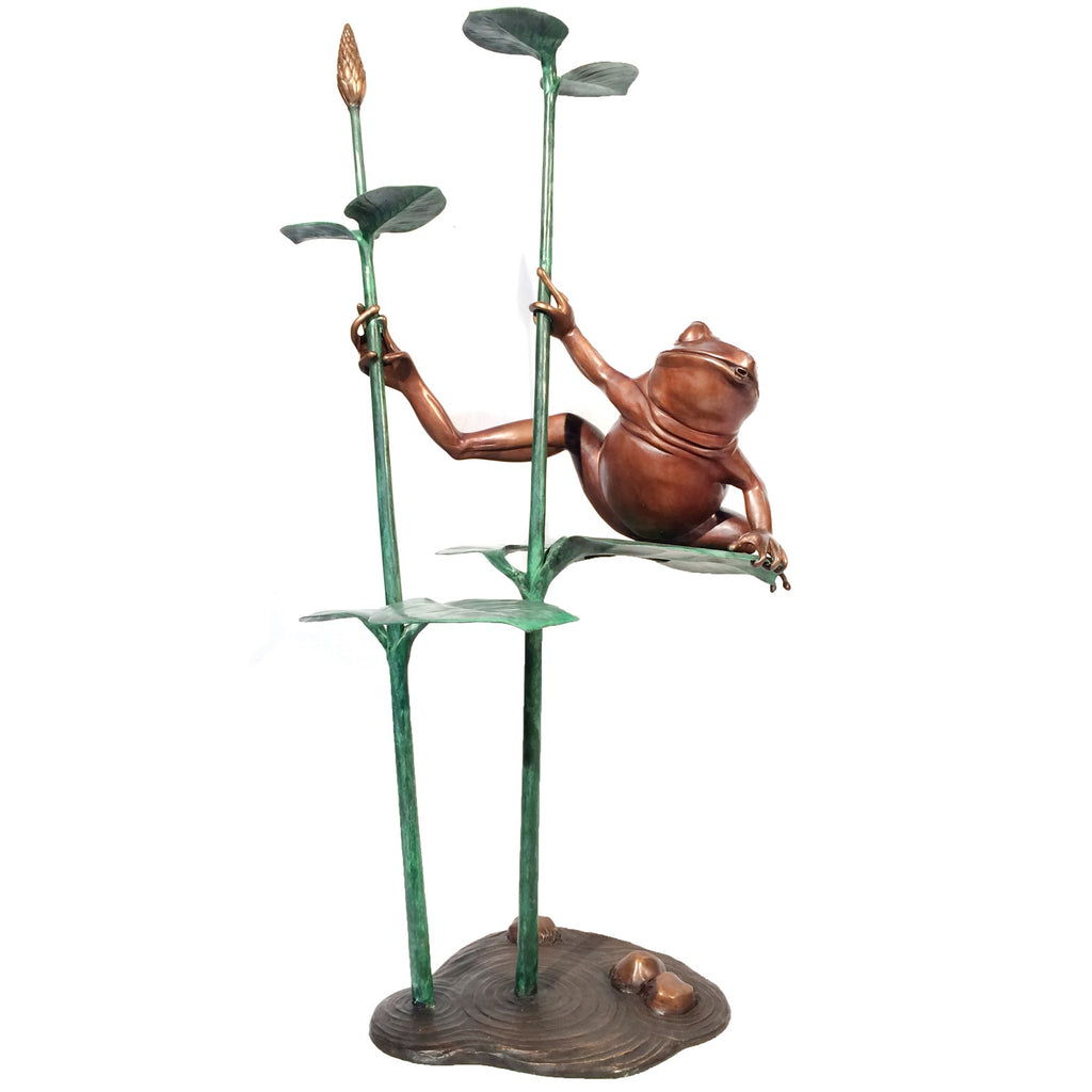 Frog on Reeds Fountain Bronze Statue – view 1