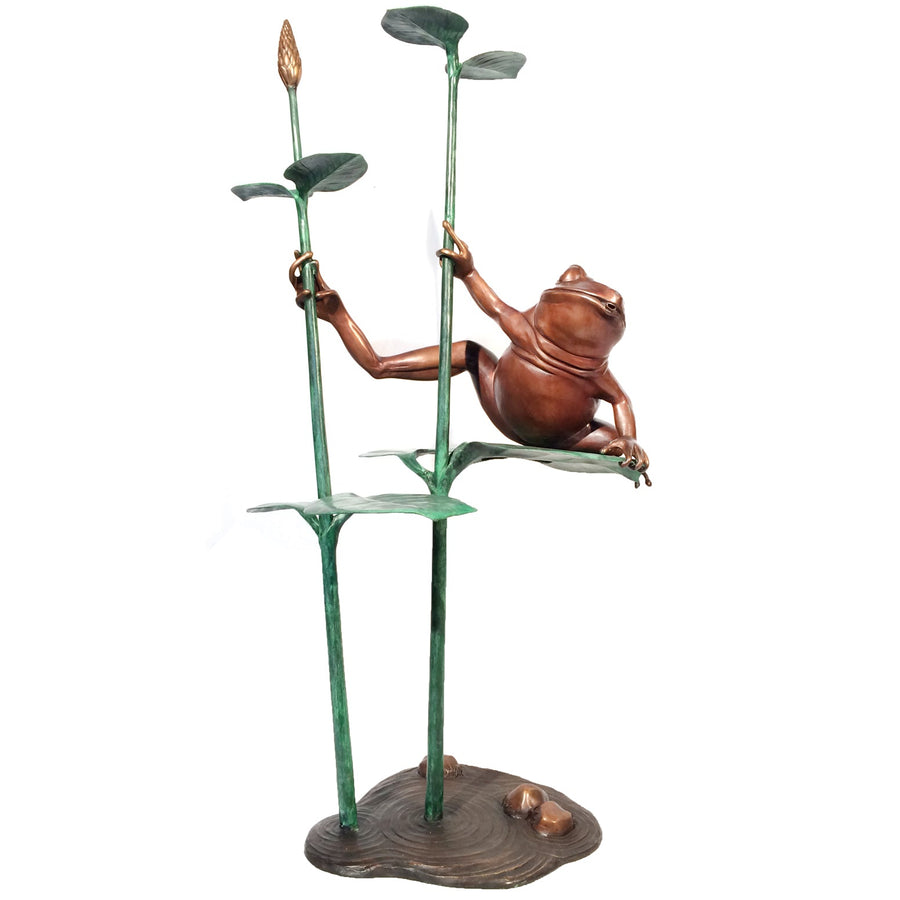 Frog on Reeds Fountain Bronze Statue – view 1