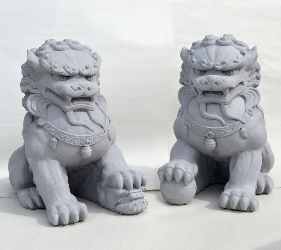 Fu Dog Pair, Antique Gray