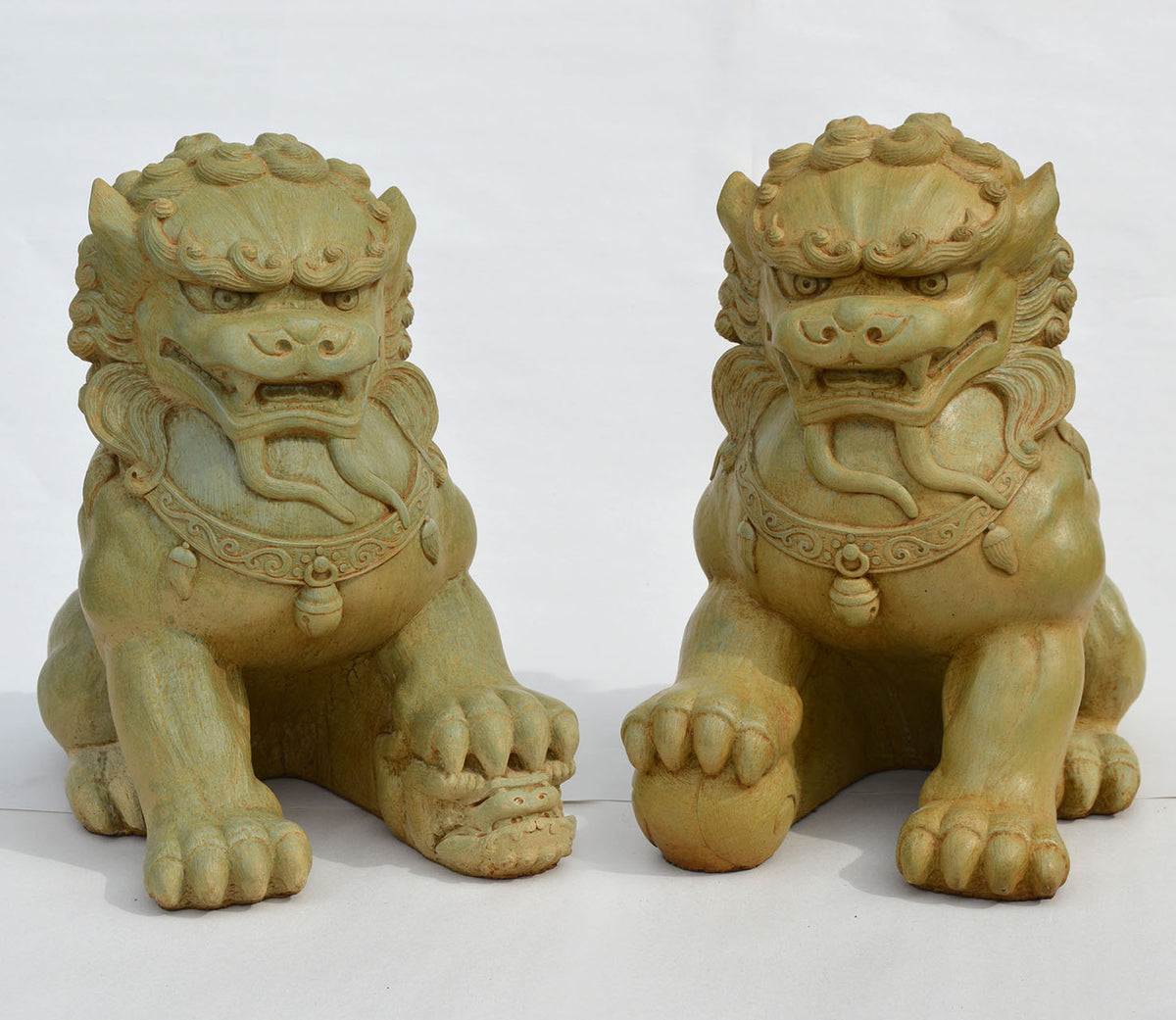 Fu Dog Pair, Weathered Bronze