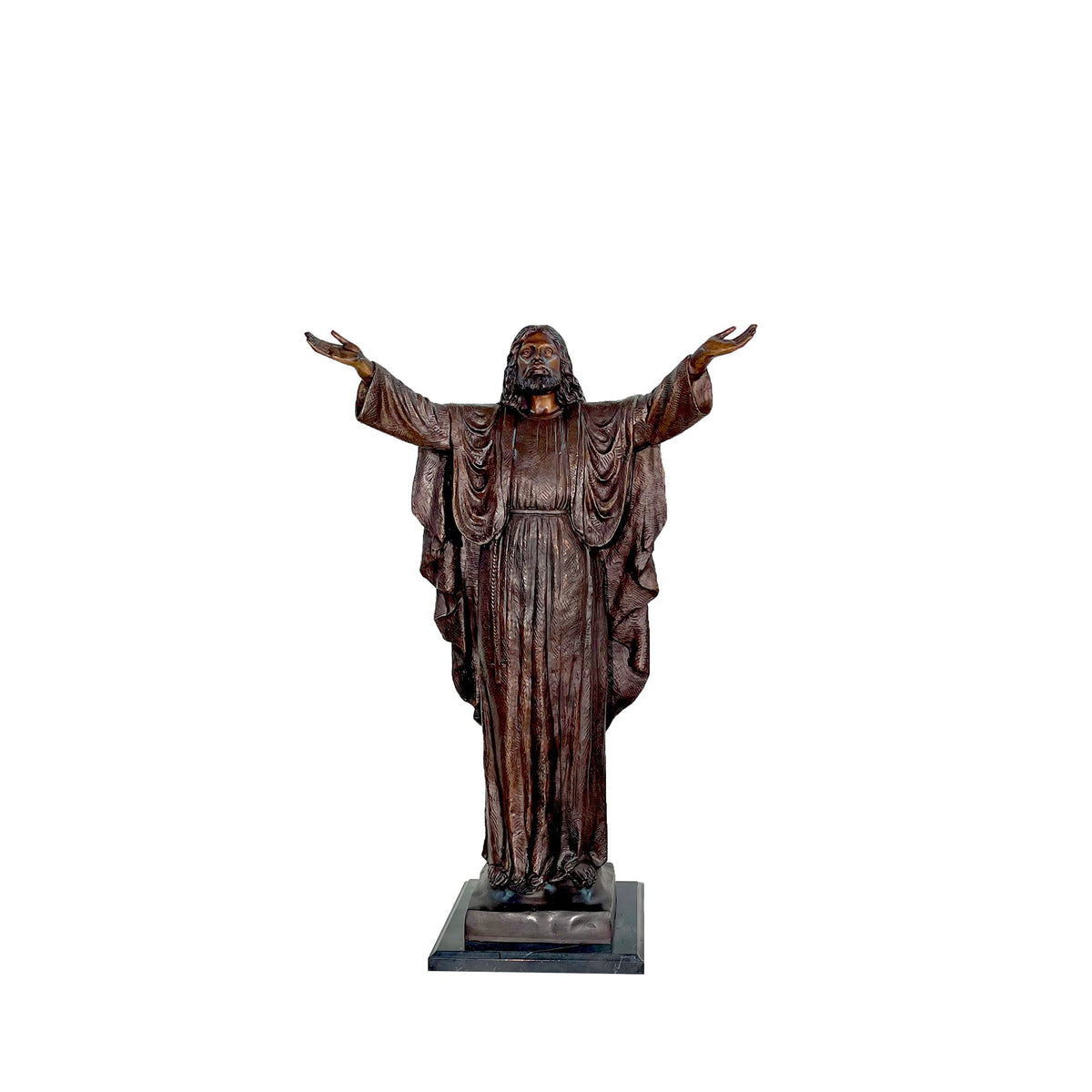 Jesus with Arms Out Table-top Bronze Statue – view 1