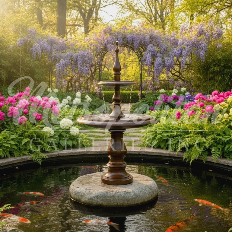 Contemporary Two Tier Bronze Fountain – view 1