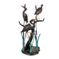 Three Herons in Grass Fountain Bronze Statue – view 1