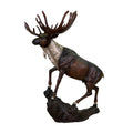 Large Moose on Rock Bronze Statue – view 1