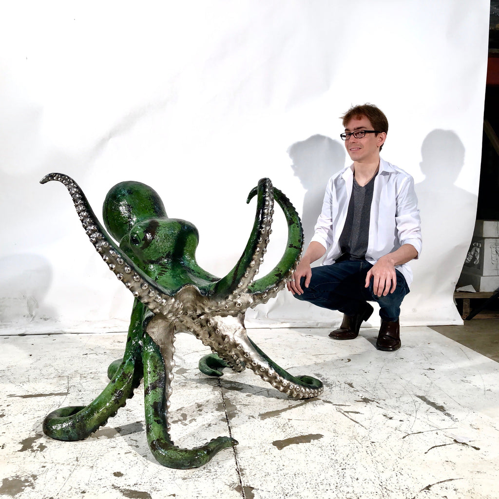 Octopus Bronze Table Base Statue – view 10