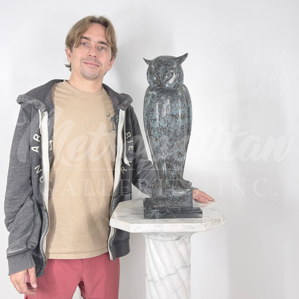 Contemporary Owl Table-top Bronze Statue – view 3