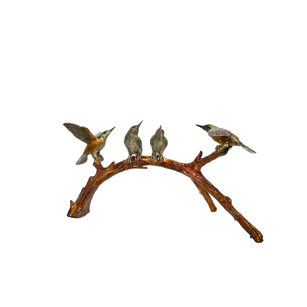 Four Colorful Hummingbirds Table-top Bronze Statue – view 1