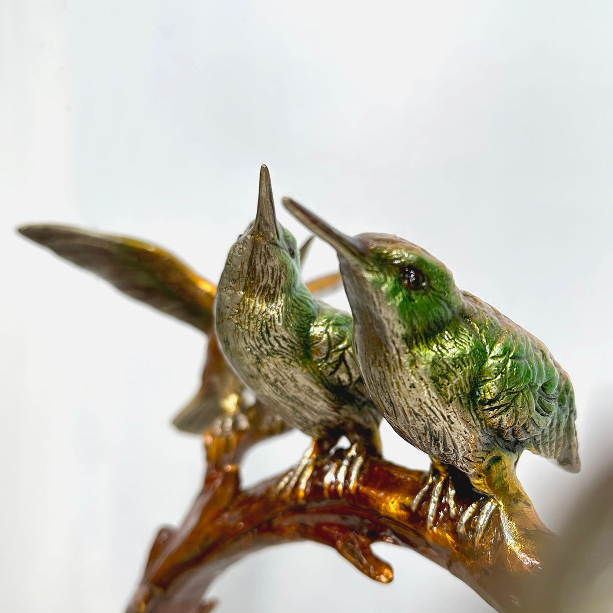 Four Colorful Hummingbirds Table-top Bronze Statue – view 2