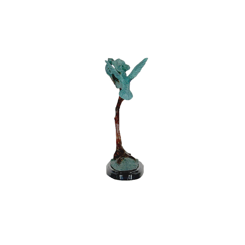 Hummingbird on Flower Bronze Table-top Statue – view 3