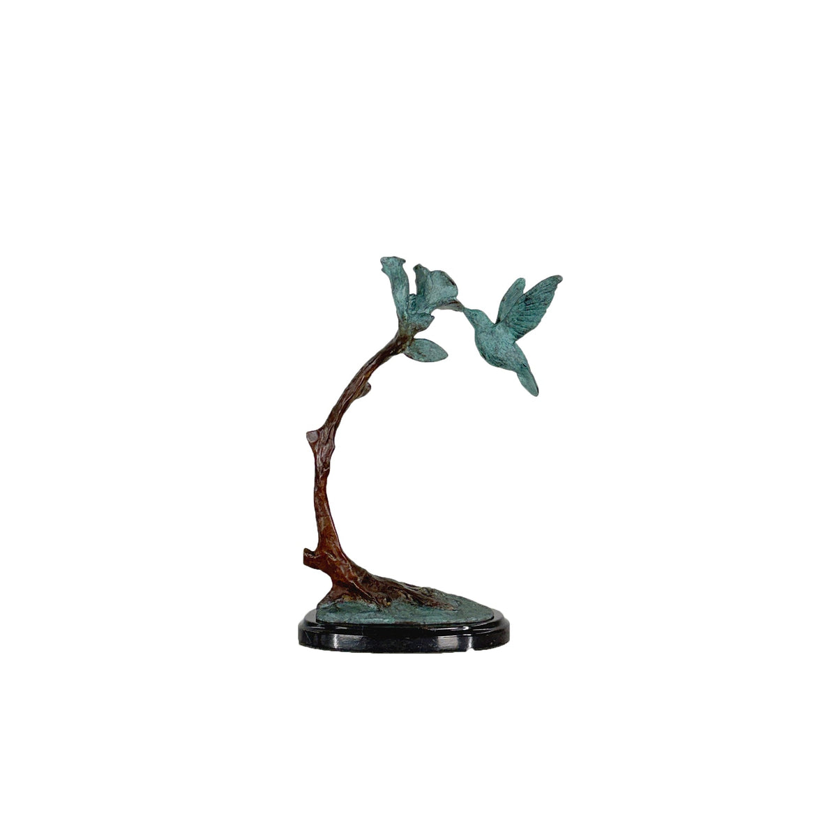Hummingbird on Flower Bronze Table-top Statue – view 4