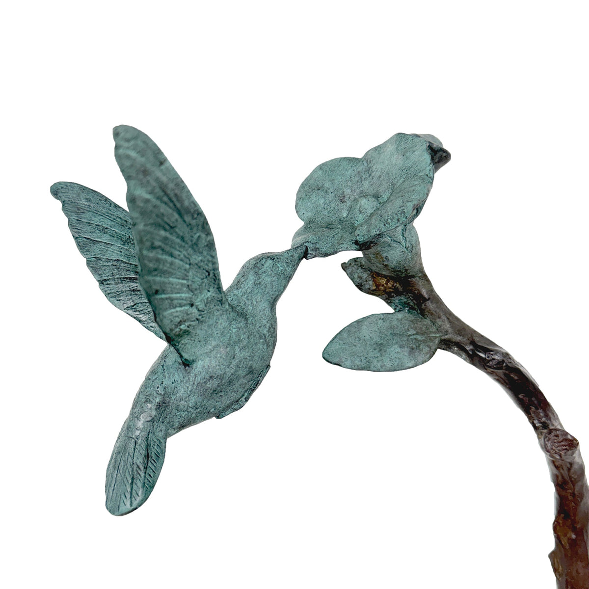 Hummingbird on Flower Bronze Table-top Statue – view 2