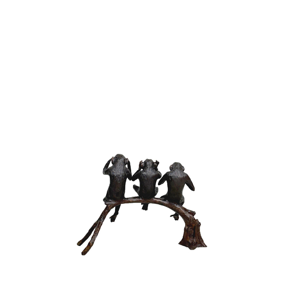 Three Wise Monkeys Table-top Bronze Statue – view 3