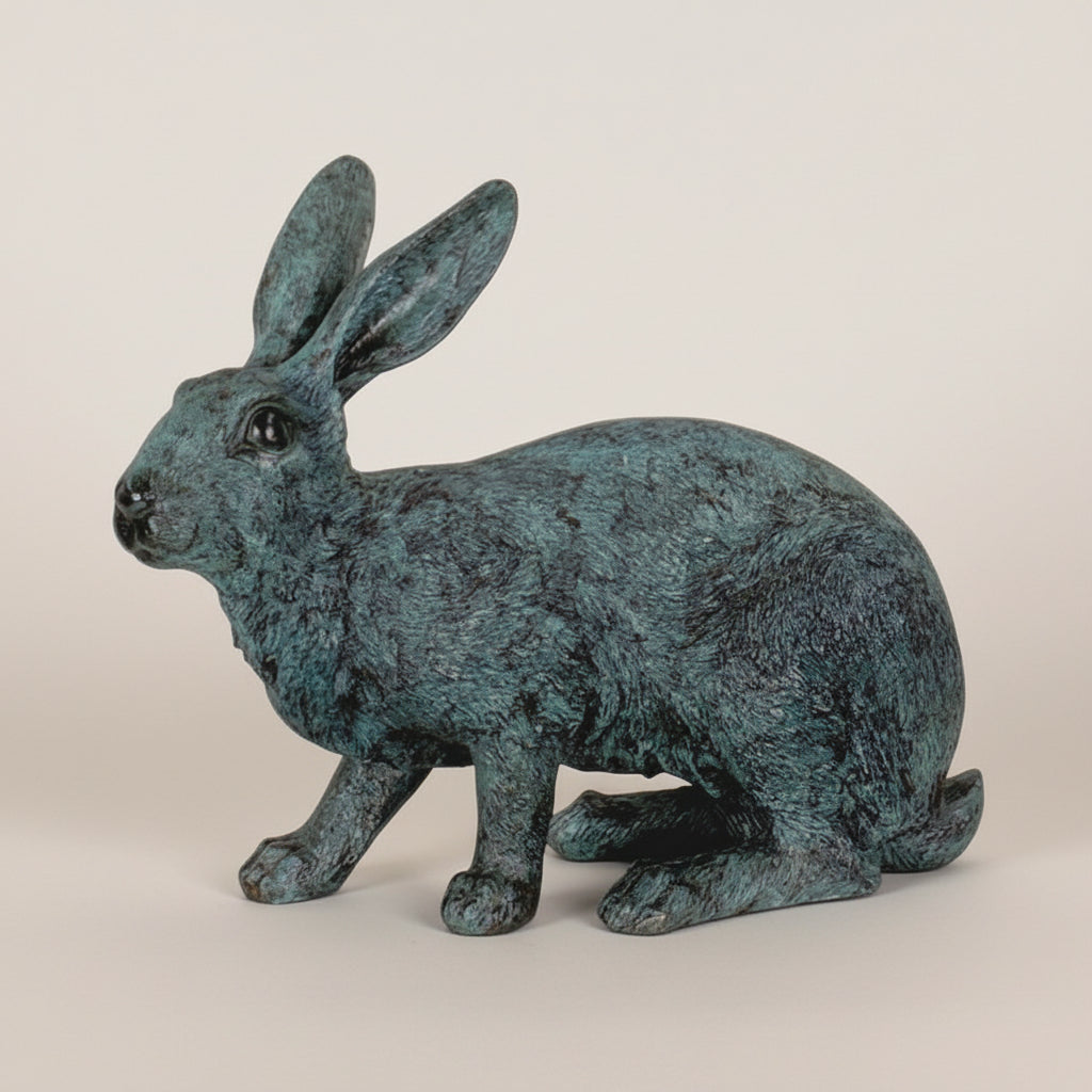 Bunny Rabbit Table-top Bronze Statue – view 4