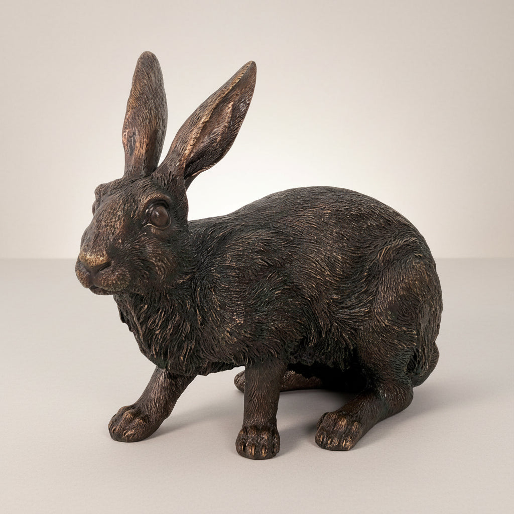 Bunny Rabbit Table-top Bronze Statue – view 2