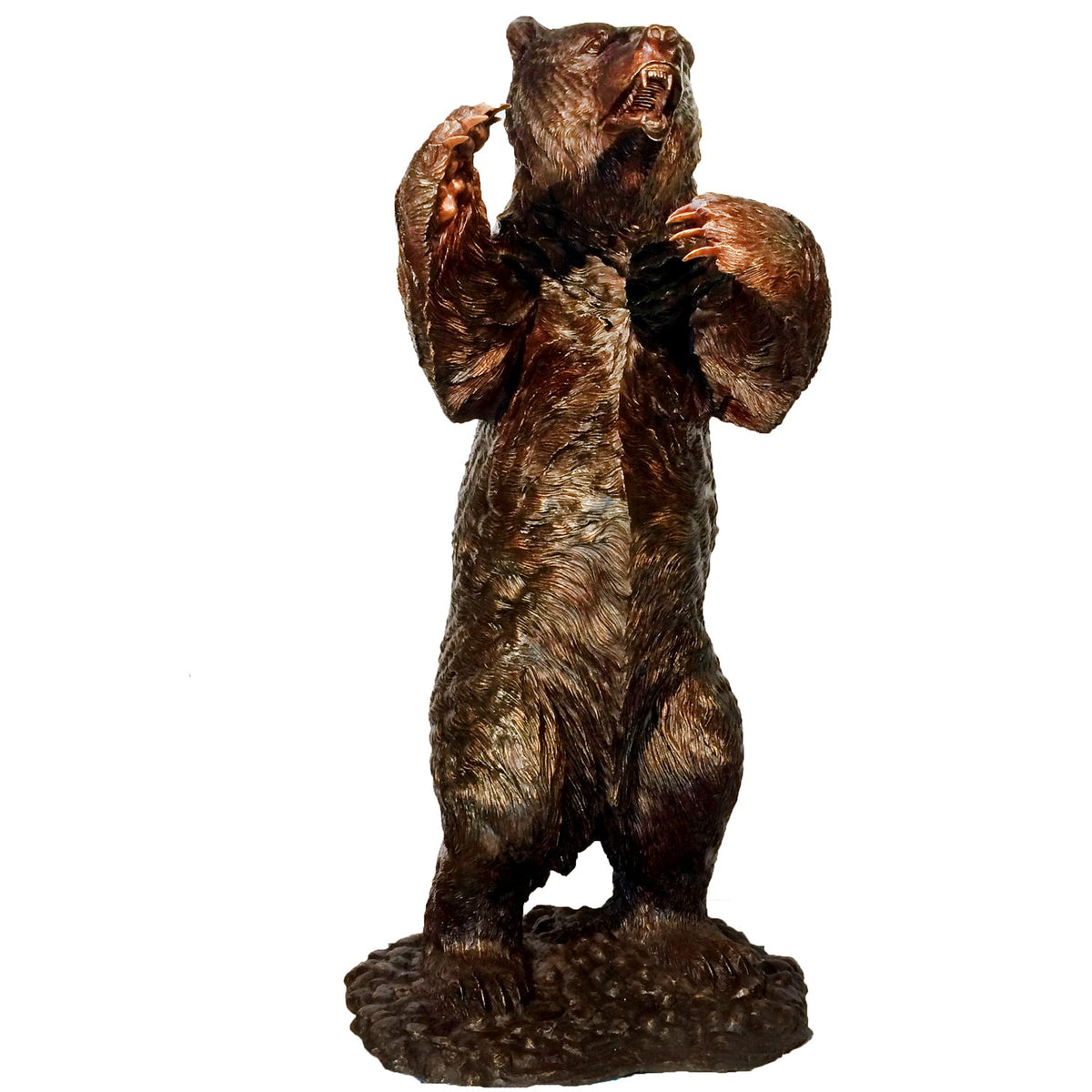 Giant Standing Grizzly Bear Bronze Statue – view 1