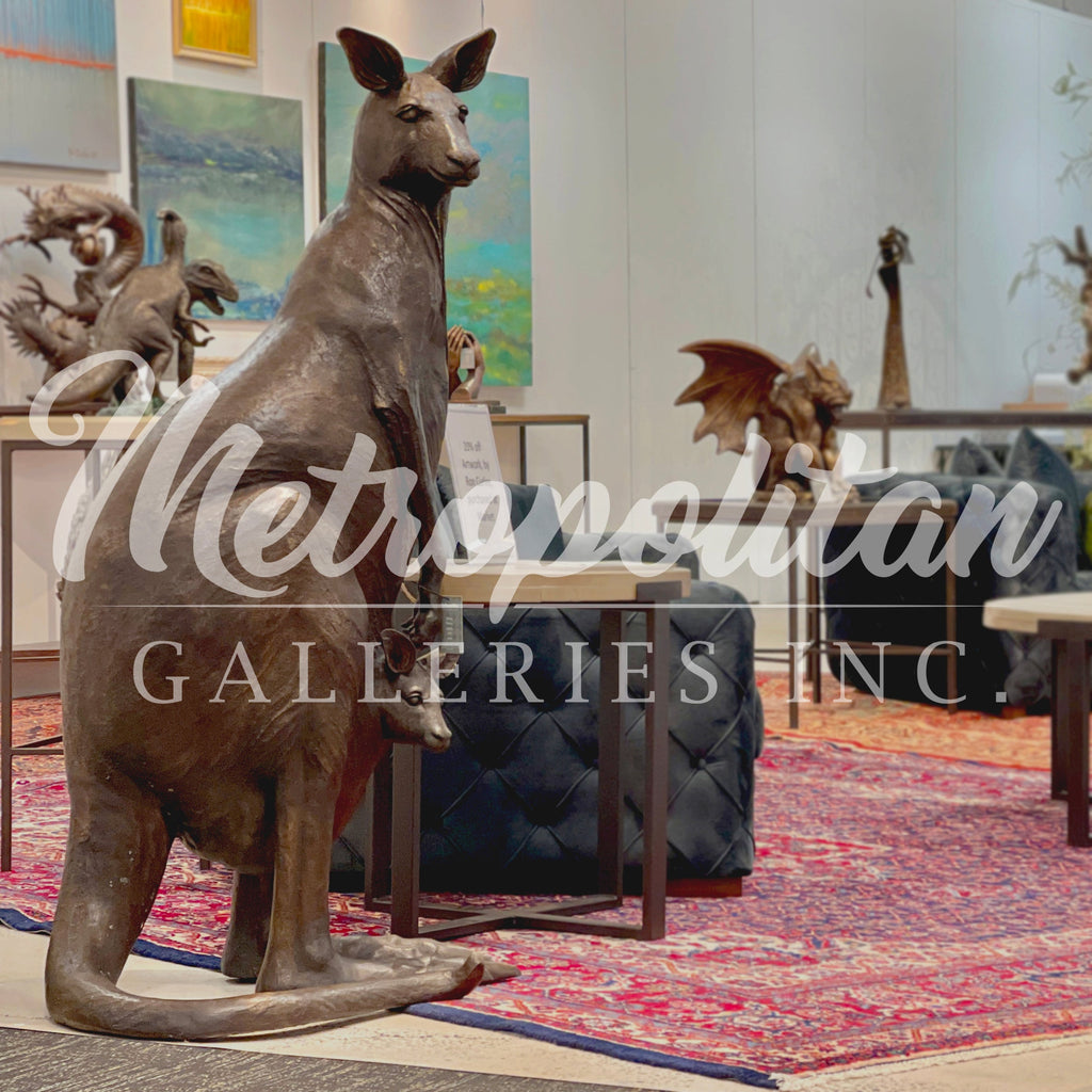 Mother Kangaroo with Baby Bronze Statue – view 1