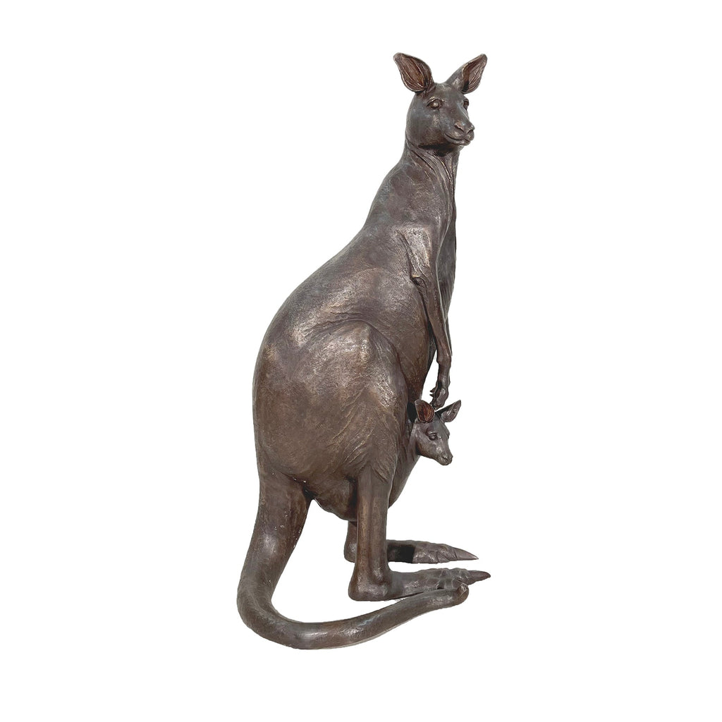 Mother Kangaroo with Baby Bronze Statue – view 2