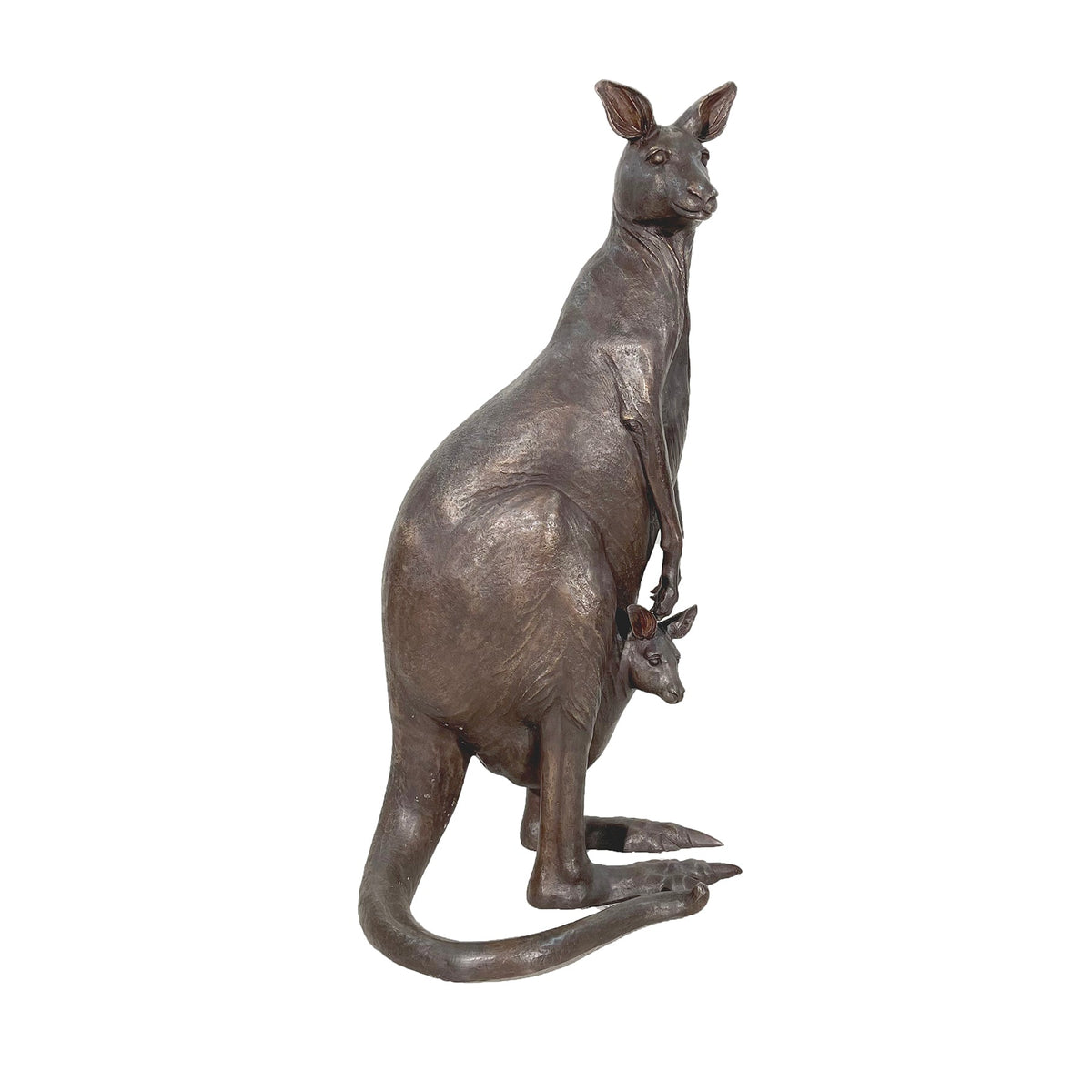 Mother Kangaroo with Baby Bronze Statue – view 2