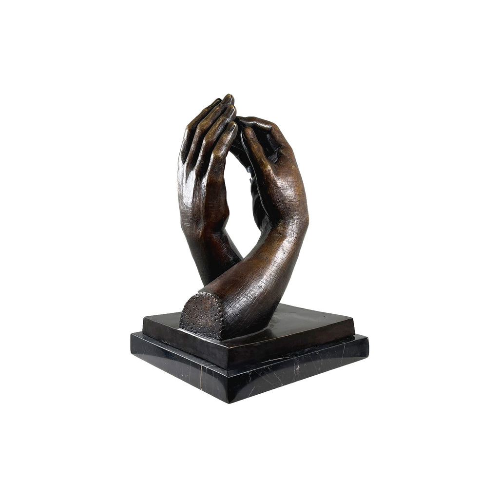 Grasping Hands Bronze Statue - Modern Tabletop Sculpture – view 1